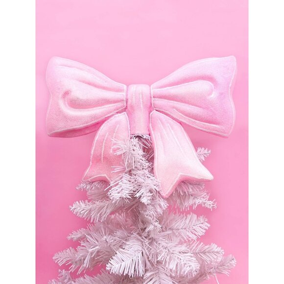 Other - Pink Glitter Bow Christmas Tree Topper 